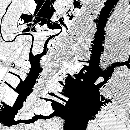Topographic / Road map of Jersey City, NJ. Map data is public domain via census.gov. All maps are layered and easy to edit. Roads are editable stroke.