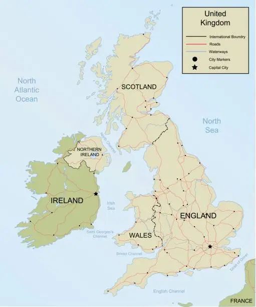 Vector illustration of Map of the United Kingdom