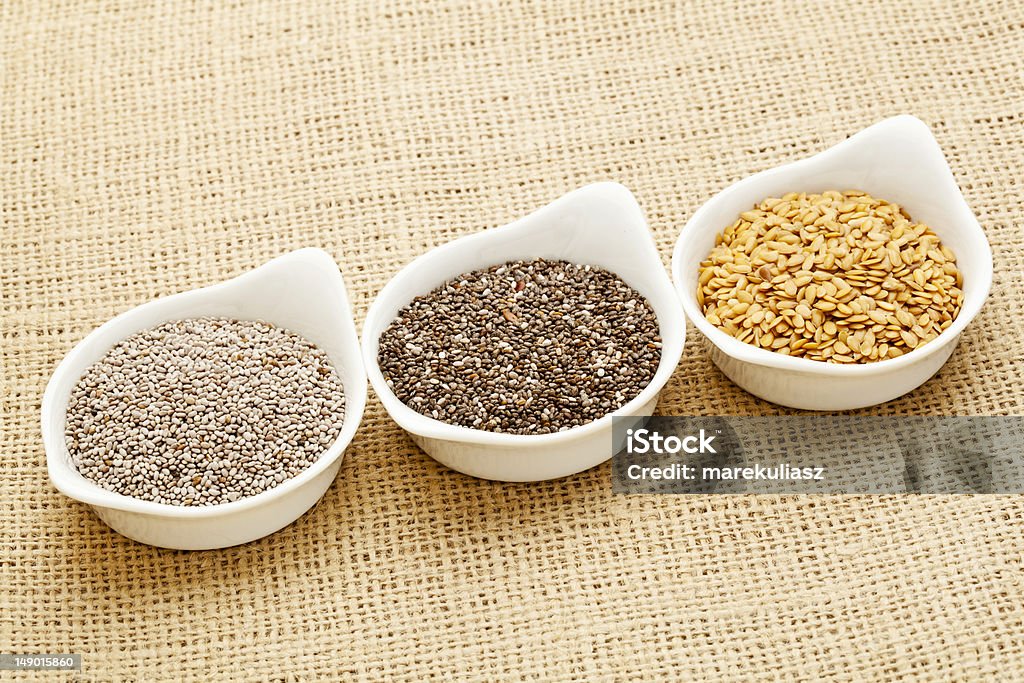 chia y semilla de lino - Foto de stock de Antioxidante libre de derechos