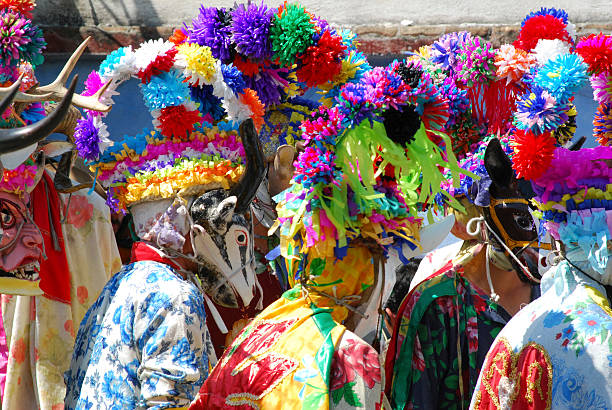 Carnival masks in Mexico stock photo