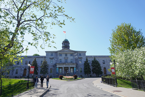 Montreal, Quebec, Canada - April 14, 2023: McGill University Main Building.