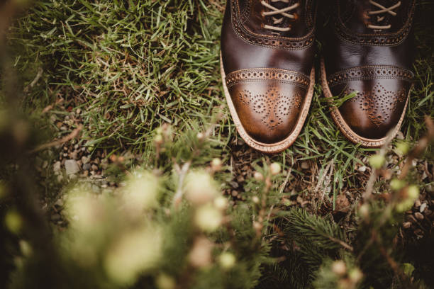 istock Men's dress shoes with copy space or as a background 1490184051