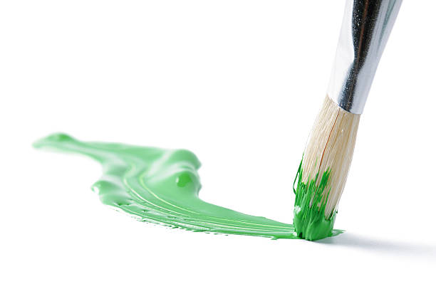 istock Artist brush and hand drawn green line 149020842