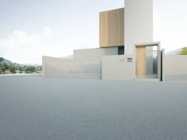 istock House with empty concrete floor for car park. 1490213453