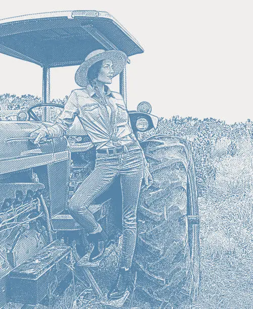 Vector illustration of Female Farmer and Smart Farming