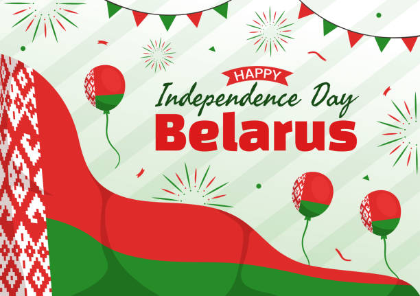 istock Belarus Independence Day Vector Illustration on 3 July with Waving Flag in National Holiday Flat Cartoon Hand Drawn Landing Page Background Templates 1490217693
