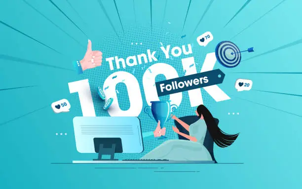 Vector illustration of Celebrating 100k Followers concept