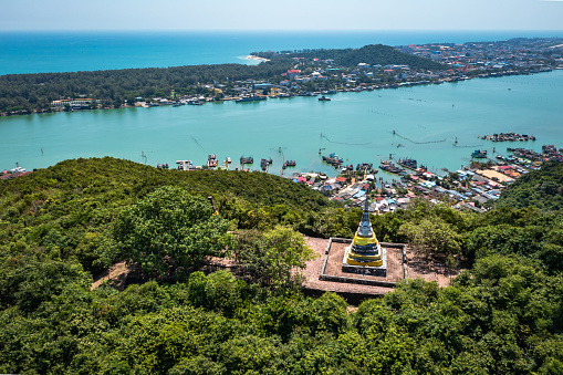 The Two Stupas on Khai Muang Hill (Black and white pagoda or TWO BROTHERS PAGODA). Songkhla ancient town at Hua Khao, Singhanakhon, Songkhla, Thailand