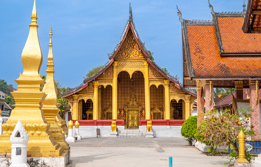 Temple with golden accents in Luang Prabang
