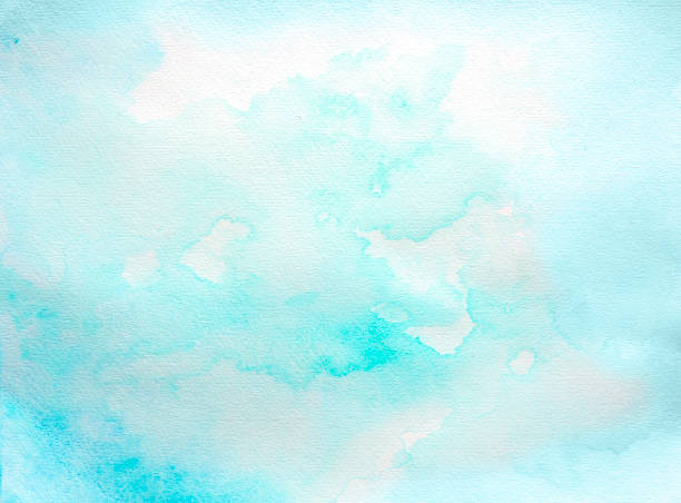 istock Abstract blue and turquoise  soft watercolor background on a white paper. 1490225970