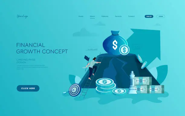 Vector illustration of Concept Of Financial Business Plan, Revenue Growth Infographic.