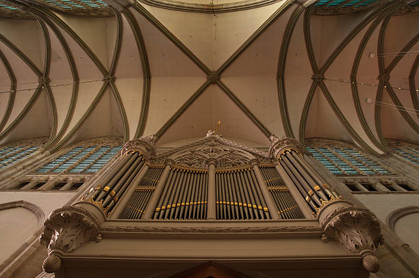 istock Old organ under a cross vault 149022610