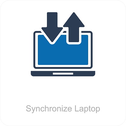 Synchronize Laptop Stock Illustration - Download Image Now - Computer ...