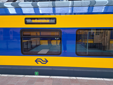 New ICNG intercity train from the NS that is now making test drives with passengers between Amsterdam and Rotterdam on the high-speed line in the Netherlands