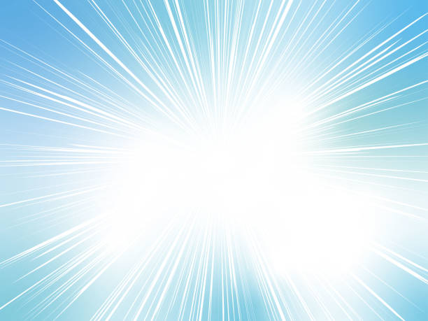 Gradient concentration line background that emits beautiful and vivid light_light blue It is a gradation concentration line background that emits beautiful and vivid light. emitting stock illustrations
