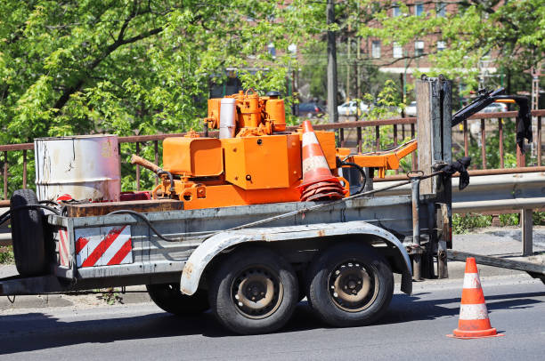 istock Construction trailer at the road renovation 1490242698