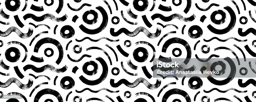 Curved Circular Pattern Circular Shapes And Waves Seamless Pattern Stock Illustration ...
