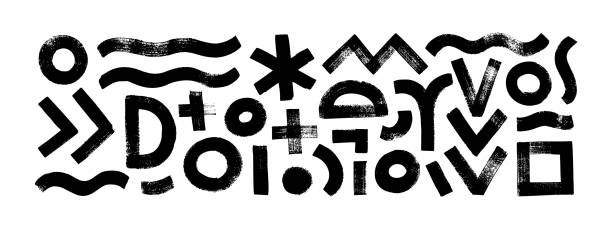 Collection brush drawn various geometric shapes. Collection brush drawn various geometric shapes. Hand drawn vector geometric figures isolated on white. Wavy bold lines, circles, square, asterisk and triangle lines. Grunge style black shapes. round creative stock illustrations