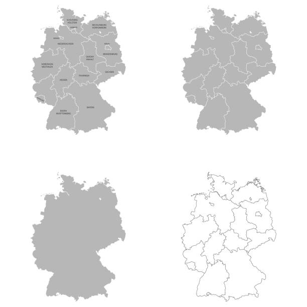 ilustraciones, imágenes clip art, dibujos animados e iconos de stock de mapa de alemania - alemania