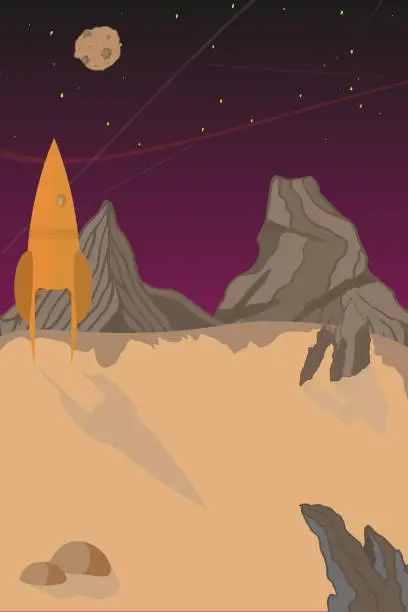 Vector illustration of Rocket on planet