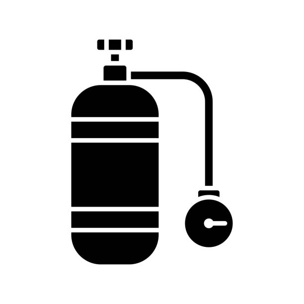 lufttank-icon-vektor-design-vorlage auf weißem hintergrund - gas fuel pump symbol metal stock-grafiken, -clipart, -cartoons und -symbole