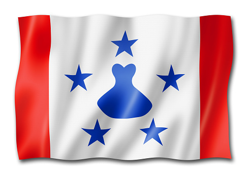 Austral Islands flag, French Polynesia. 3D illustration
