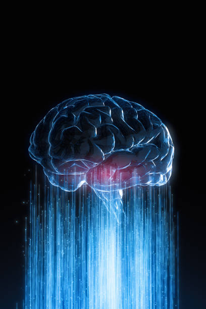 cyfrowa ilustracja uszkodzenie mózgu, guz, ból głowy; - brain nerve cell healthcare and medicine technology stock illustrations