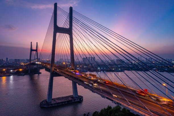 istock Sunset in Phu My bridge, Saigon riverside 1490257866