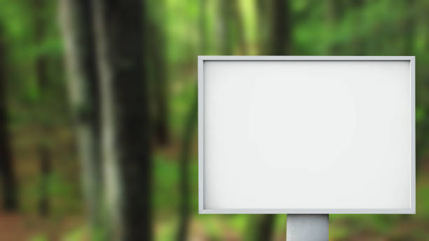 istock Empty mockup, banner, poster for advertising on a stand in the forest. Place for text. 1490263925