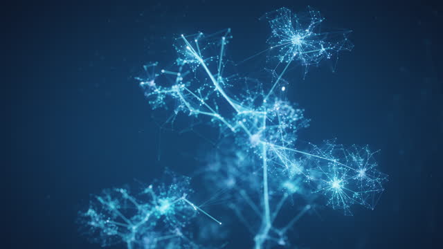 Complex Digital Structure Growing Endlessly - Intricate Connection Lines Symbolizing Innovative Artificial Intelligence Or Big Data Models - Technology Background, Loopable, Blue