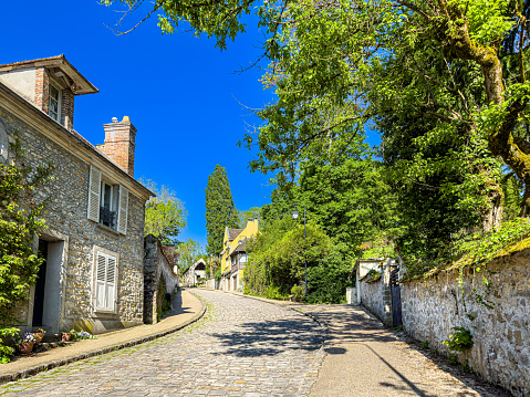 Street view of old village Samois in France