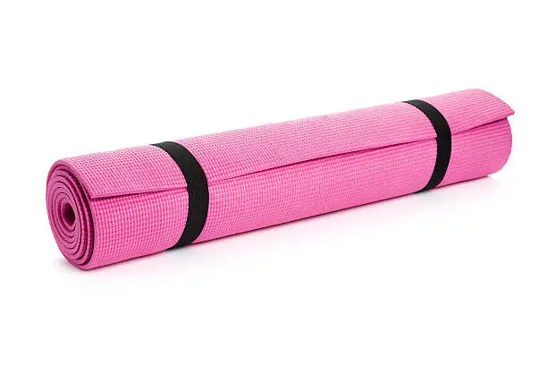 Pink Yoga Mat with White Background