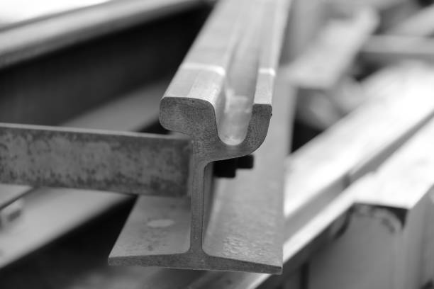 Gray end of a tram rail