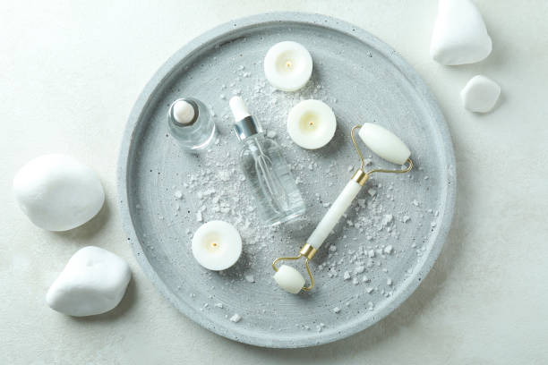 istock Skin care beauty concept with face roller 1490281354