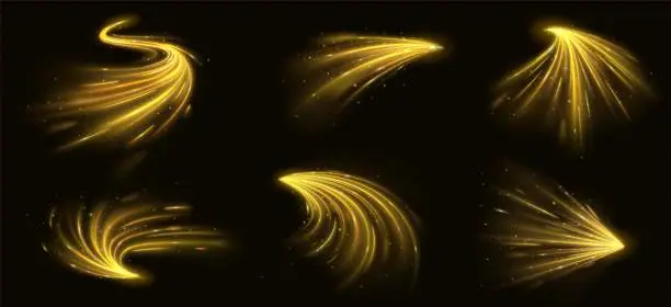 Vector illustration of Realistic set of long exposure yellow light effect