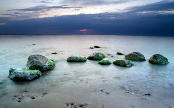 istock Stones on the beach. Black and white photography. 1490290476