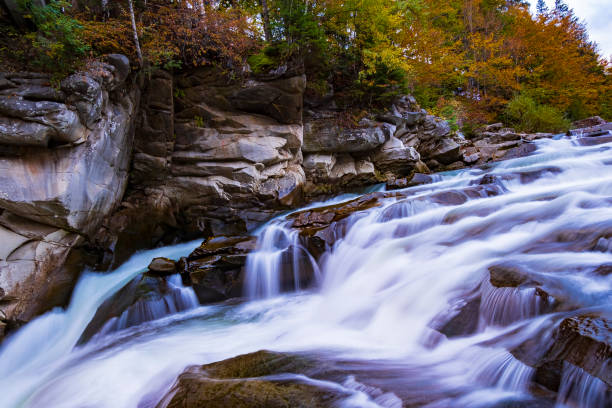 istock Yaremche waterfall, Prut mountain river in the Carpathians. 1490290881