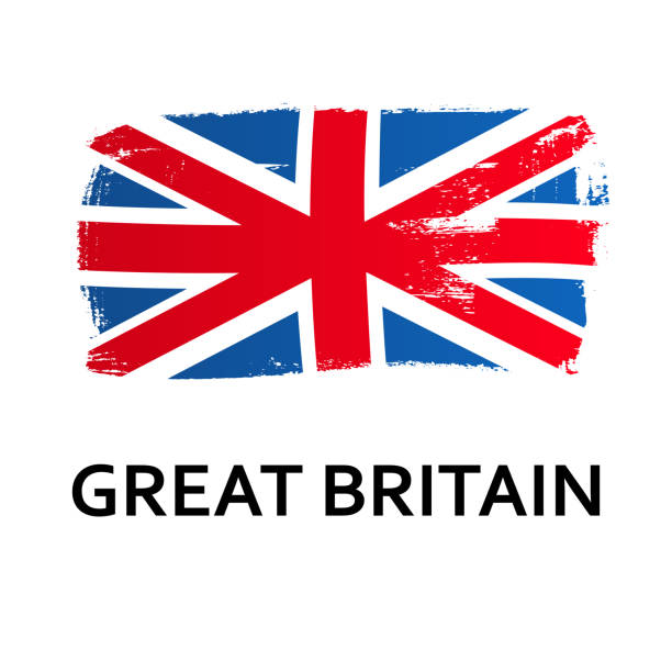 istock National symbols - flag of Great Britain isolated on white background. Hand-drawn illustration. Flat style. 1490291206