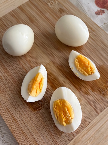 Hard boiled eggs quartered