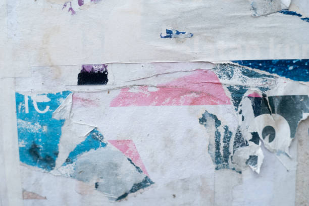 istock Torn street poster background, ripped old paper backdrop 1490296316