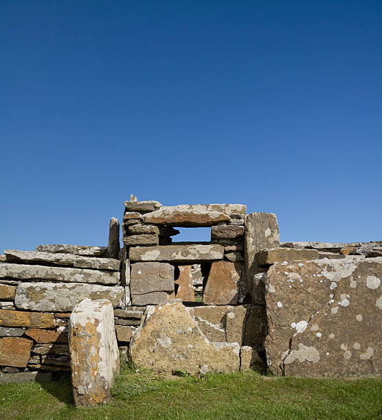 Neolithic 벽, 스카라 브래, 오크니. 스톡 사진