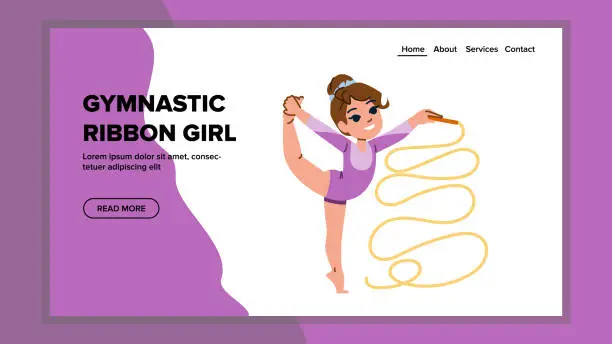 Vector illustration of gymnastic ribbon girl vector