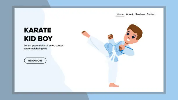 Vector illustration of karate kid boy vector