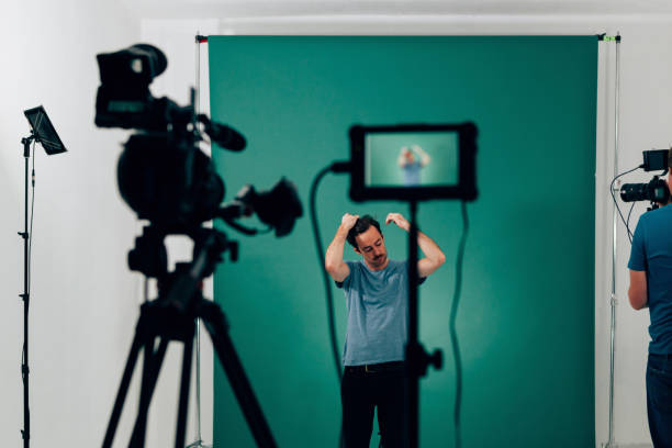 actor in acting against green key background