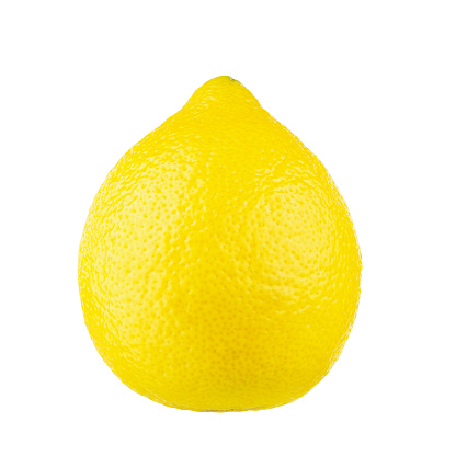 Lemon fruit whole fruit isolated on white background. File contains clipping path. Full depth of field.