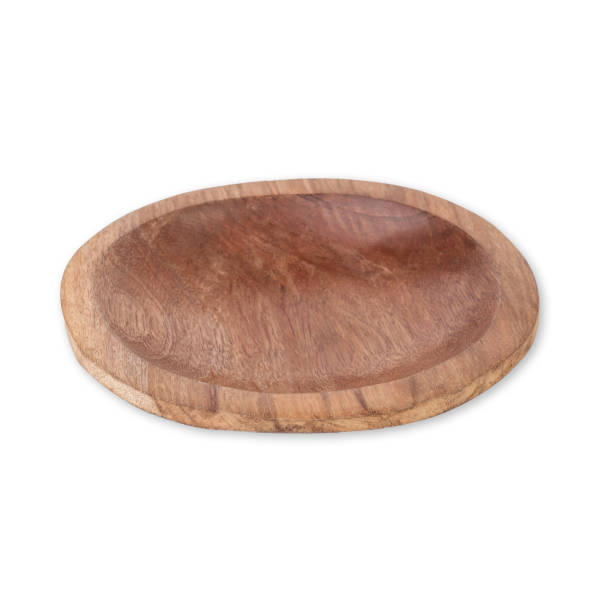 istock Empty handmade wooden bowl isolated over white background 1490308434