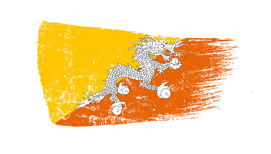 Grunge Brush Stroke With Bhutan Flag