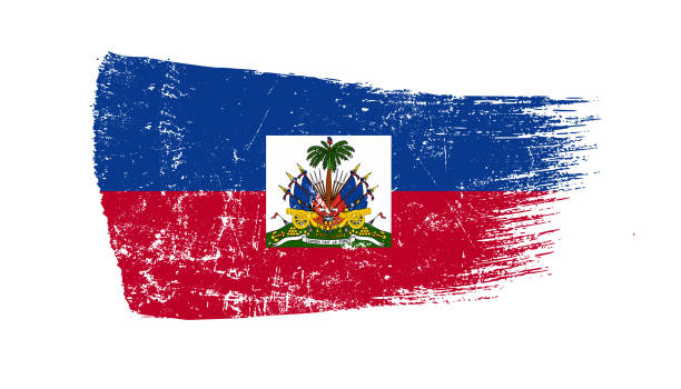 istock Haiti Flag Designed in Brush Strokes and Grunge Texture 1490310828