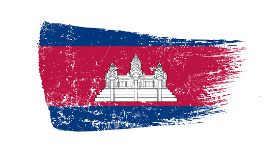 Grunge Brush Stroke With Cambodia Flag