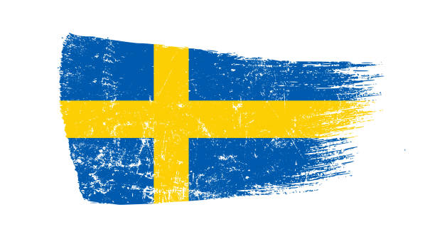 istock Sweden Flag Designed in Brush Strokes and Grunge Texture 1490311089